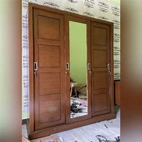 Lemari Kayu Jati 3 Pintu Sliding